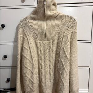 a new day Cream Cable Knit Turtleneck Sweater